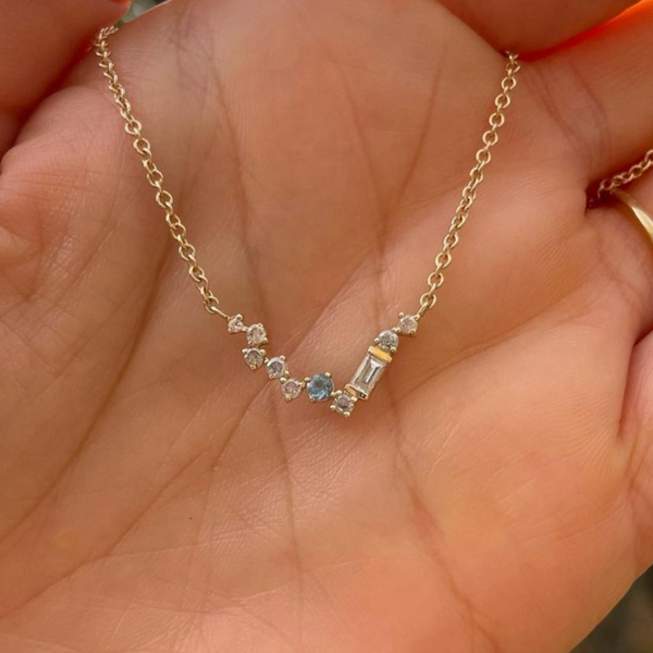 Jeannie's Diamonds And Aquamarine Necklace
