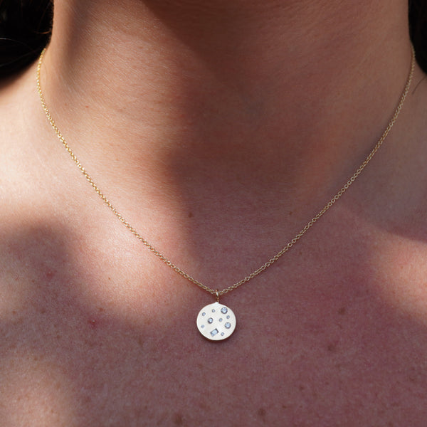 Scattered Diamond Medallion Necklace
