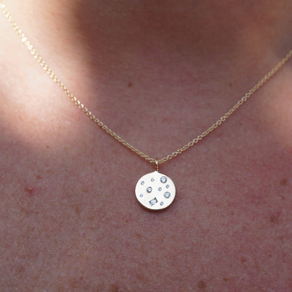 Scattered Diamond Medallion Necklace
