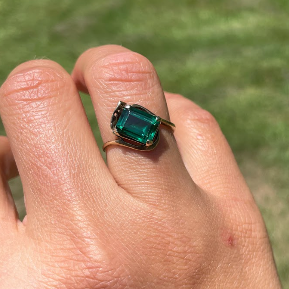 Andrea's Antique Glass Emerald Ring