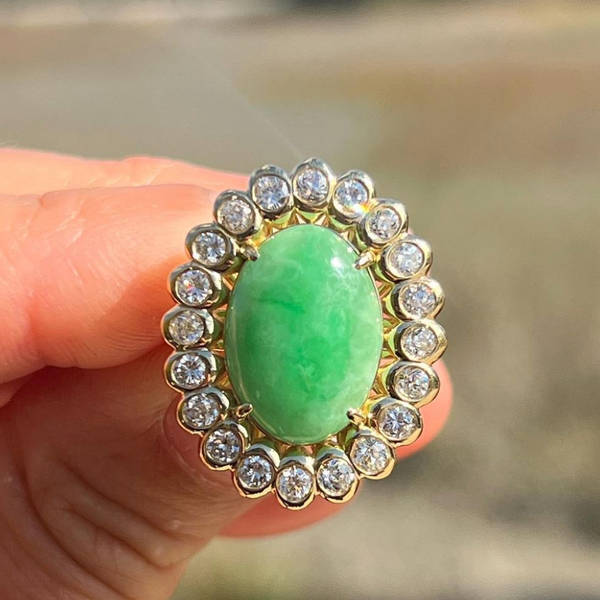 Hannah's Jade And Diamonds Cocktail Ring
