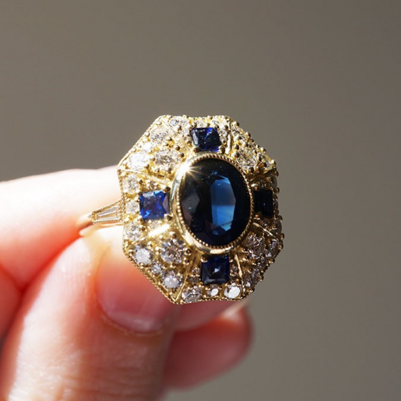 Trisha's Art Deco Sapphire And Diamonds Ring