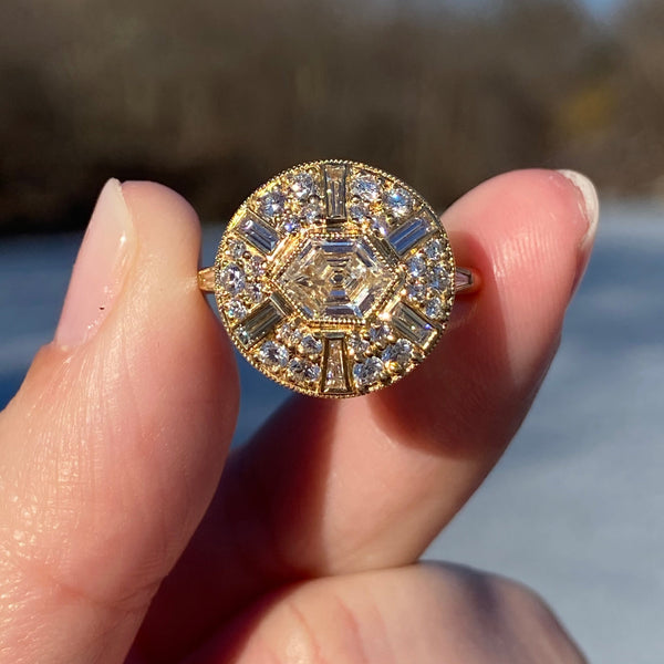 Selina's Art Deco Hexagon Diamond Ring