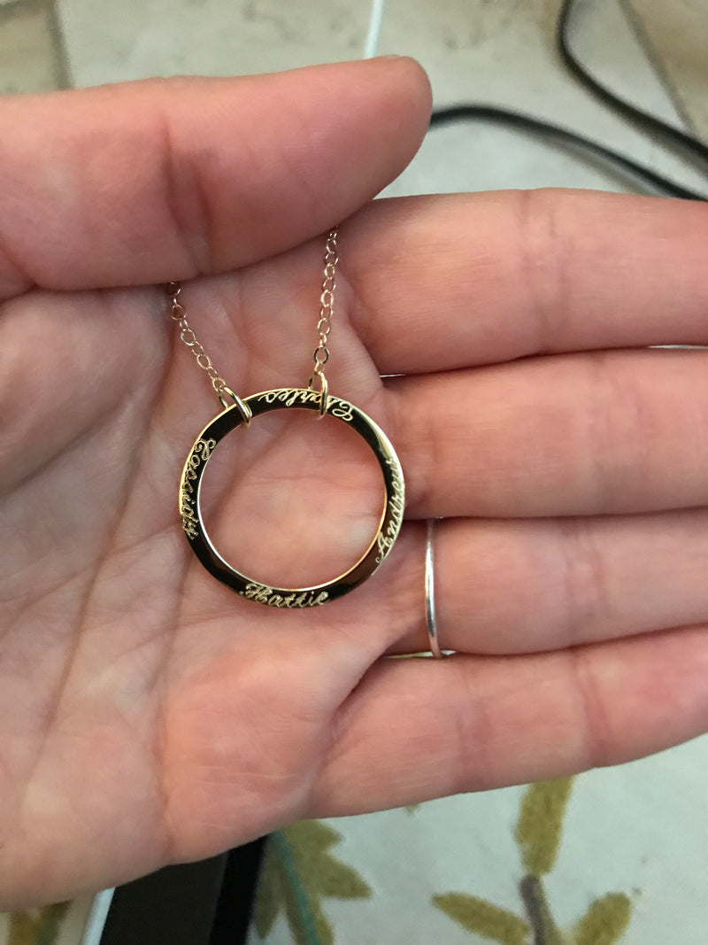 Engraved Circle Necklace - Large